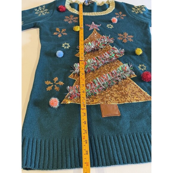 United States Sweater Women's Ugly Christmas Tree Green Holiday Size Medium - Picture 7 of 12